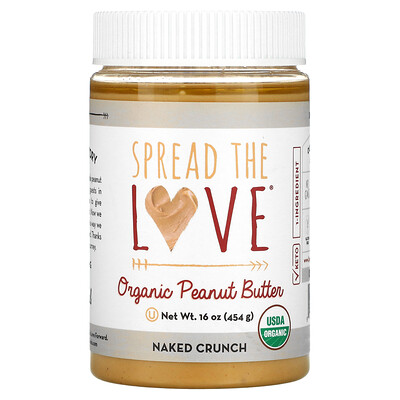 Spread The Love Органическое арахисовое масло, голый хрустящий продукт, 454 г (16 унций)