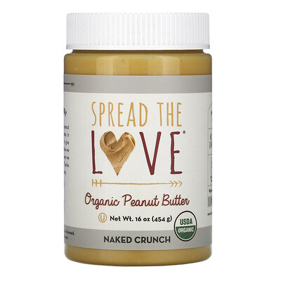 Spread The Love Organic Peanut Butter, Naked Crunch, 16 oz (454 g)  - купить со скидкой