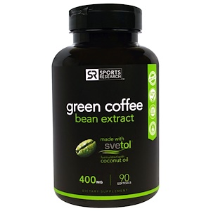 Отзывы о Спортс Ресерч, Green Coffee Bean Extract, 400 mg, 90 Softgels