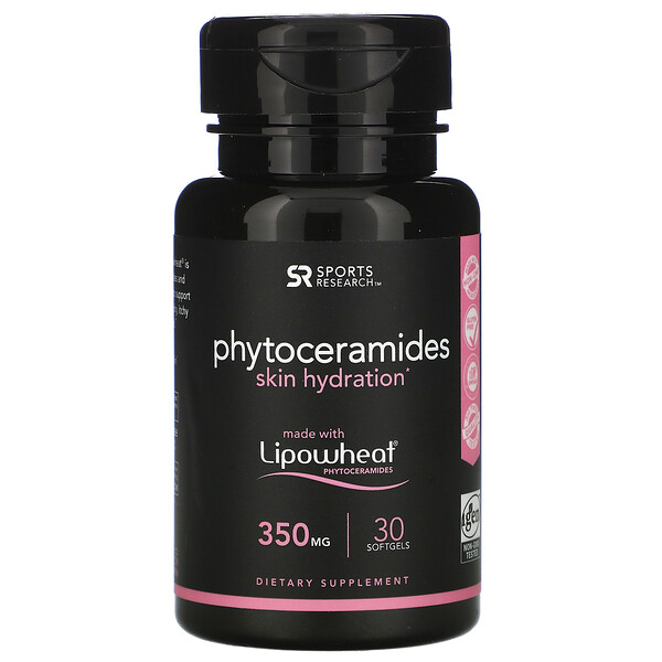 Sports Research, フィトセラミドスキンハイドレーション、350mg、ソフトジェル30粒