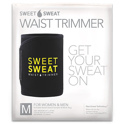 Sports Research Триммер для талии Sweet Sweat, размер M, черный и желтый, 1 шт.