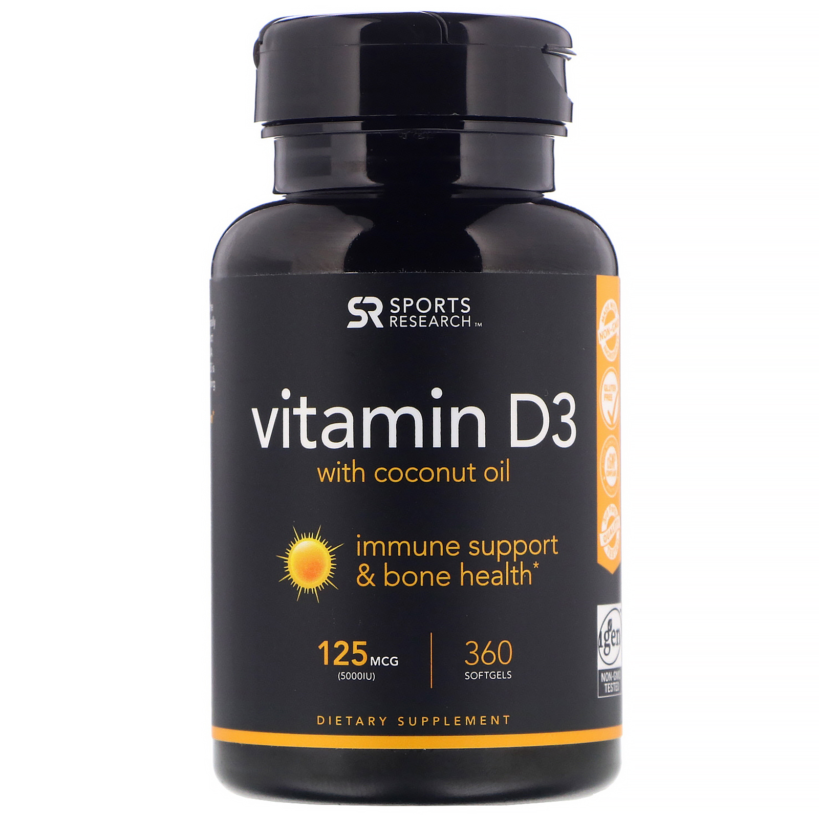 Sports Research Vitamin D3 With Coconut Oil 125 Mcg 5000