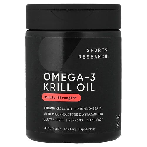Sports Research Omega-3 Krill Oil, 1,000 mg, 60 Softgels