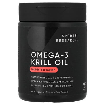 Sports Research, Aceite de kril con omega-3, 1000 mg, 60 cápsulas blandas