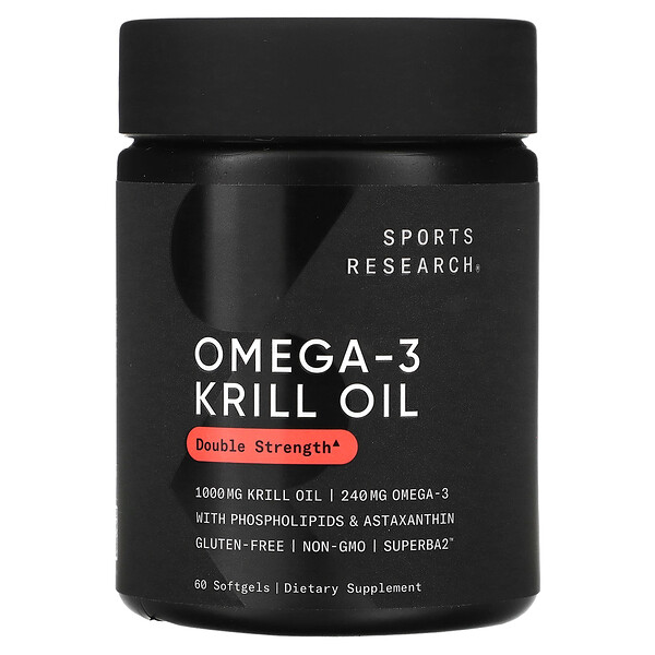 Sports Research, Omega3 Krill Oil, Double Strength, 1,000 mg, 60 Softgels