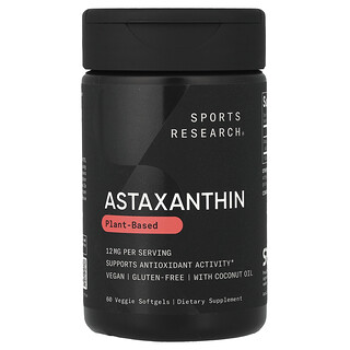 Sports Research, Ασταξανθίνη, 12 mg, 60 μαλακές κάψουλες λαχανικών