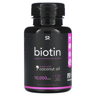 

Sports Research Biotin with Coconut Oil 10 000 mcg 120 Veggie Softgels