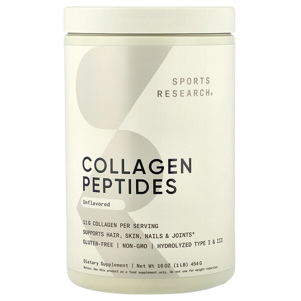 Sports Research Collagen Peptides, Unflavored, 16 oz (454 g)