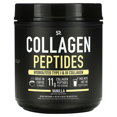 

Sports Research Collagen Peptides Hydrolyzed Type I & III Collagen Vanilla 16.85 oz (477.65 g)