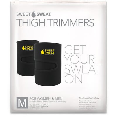 Sports Research Sweet Sweat Thigh Trimmers, Medium, Yellow, 1 Pair