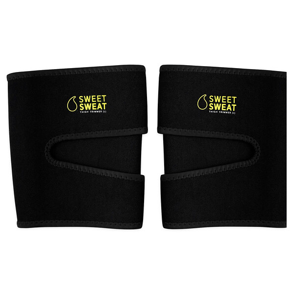 Sports Research Sweet Sweat®, Thigh Trimmers, Medium, Black & Yellow, 1 Pair