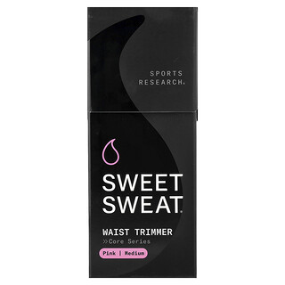 Sports Research, Sweet Sweat®, Faja reductora de cintura, Medio, Negro y rosa, 1 cinturón