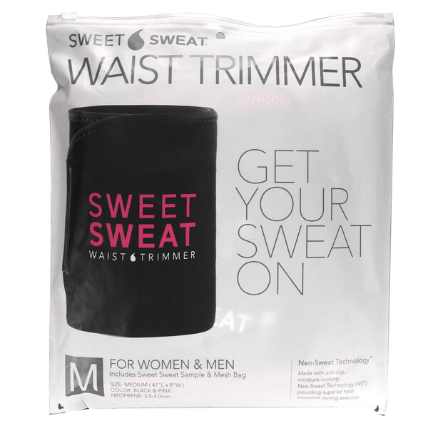 Sweet Sweat Waist Trimmer, Medium, Black & Pink, 1 Belt