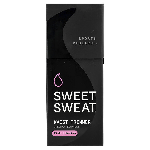 Sports Research Sweet Sweat®, Waist Trimmer, Medium, Black & Pink, 1 Belt