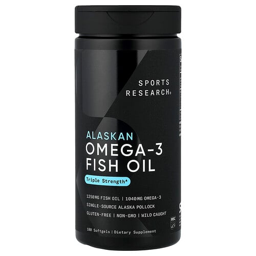 Sports Research Alaskan Omega-3 Fish Oil, Triple Strength, 180 Softgels