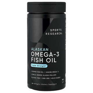 Sports Research, 阿拉斯加 Omega-3 鱼油，三倍功效，180 粒软胶囊