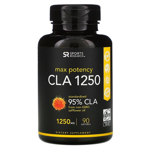 Sports Research, CLA 1250, maximale Wirksamkeit, 1.250 mg, 90 Weichkapseln