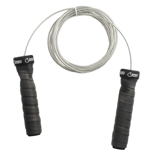 Sports Research Sweet Sweat, Cable Jump Rope, Black, 1 Jump Rope