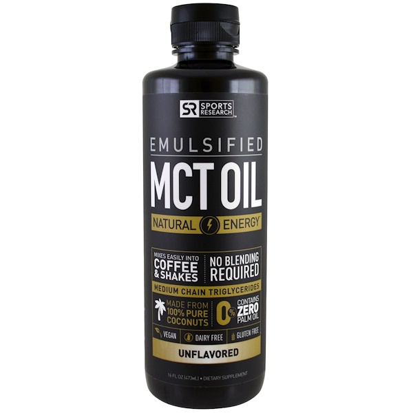 Sports Research, Emulsified, MCT Oil, Unflavored, 16 fl oz (473 ml) iHerb