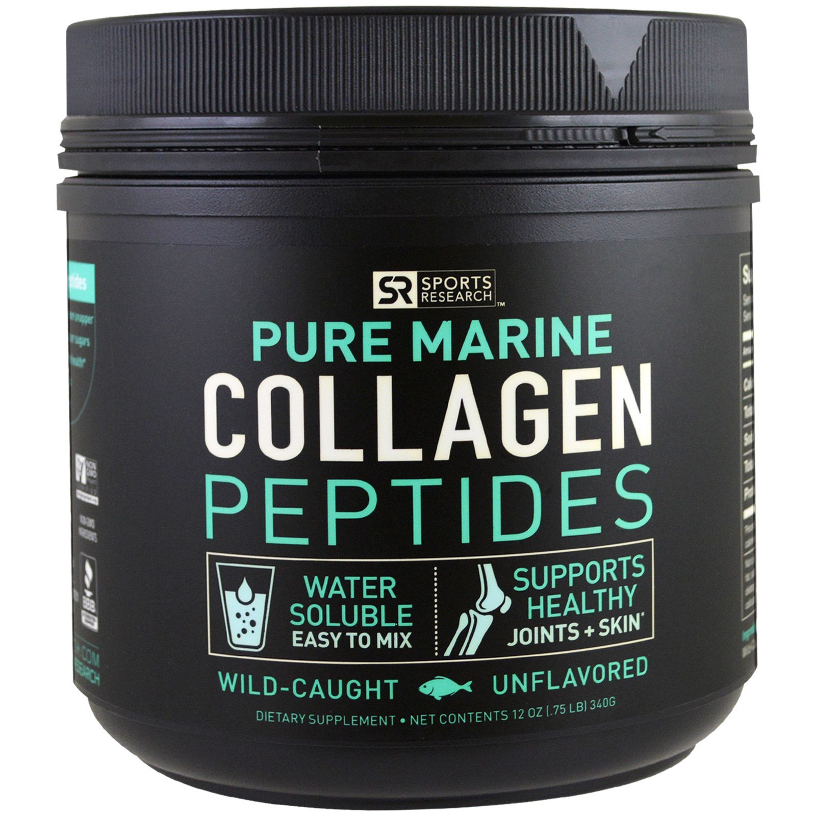 Marine collagen. Пептиды коллагена Sports research. Коллаген Marine Peptides. Collagen Peptides, коллаген, Sports research. Sports research / морской коллаген, Marine Collagen Peptides, Sports research, 340 г.