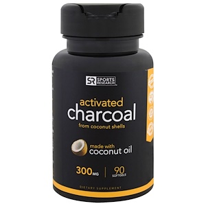 Sports Research, Activated Charcoal with Extra Virgin Organic Coconut Oil, 90 Count