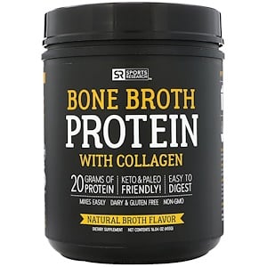 Отзывы о Спортс Ресерч, Bone Broth Protein with Collagen, Natural Broth, 16.04 oz (455 g)