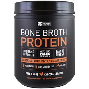 Отзывы о Спортс Ресерч, Bone Broth Protein, Chocolate, 1.18 lbs (536 g)