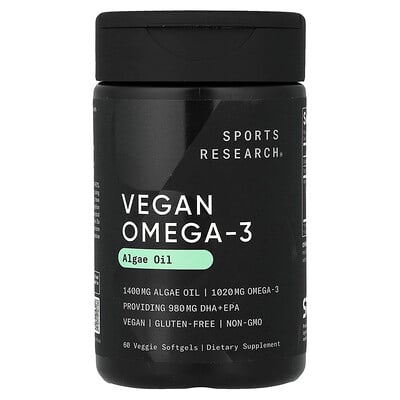 Sports Research, Suplemento con omega-3 vegano, 60 cápsulas blandas vegetales