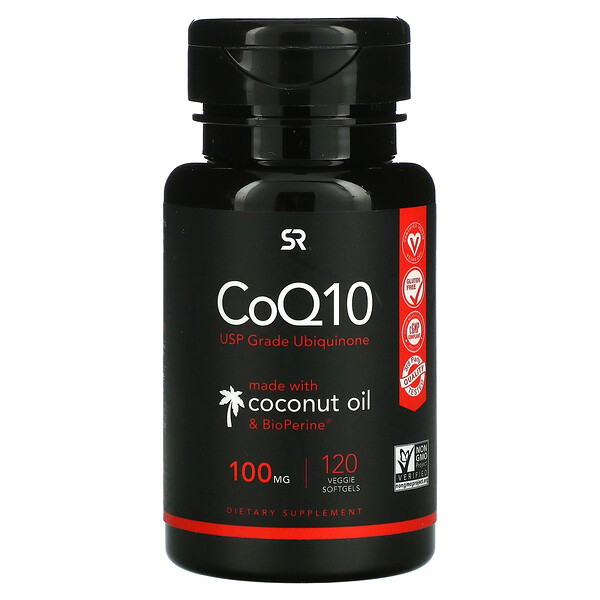 коэнзим Q10 с экстрактом BioPerine и кокосовым маслом, 100 мг, 120 вегетарианских капсул