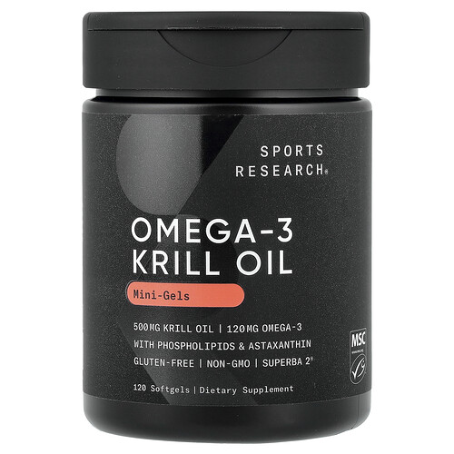 Sports Research Omega-3 Krill Oil Mini-Gels, 120 Softgels