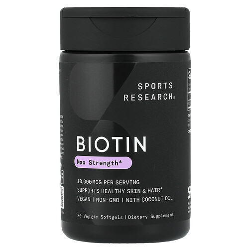 Sports Research Biotin, 10,000 mcg, 30 Veggie Softgels