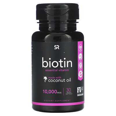 

Sports Research Biotin with Coconut Oil 10 000 mcg 30 Veggie Softgels