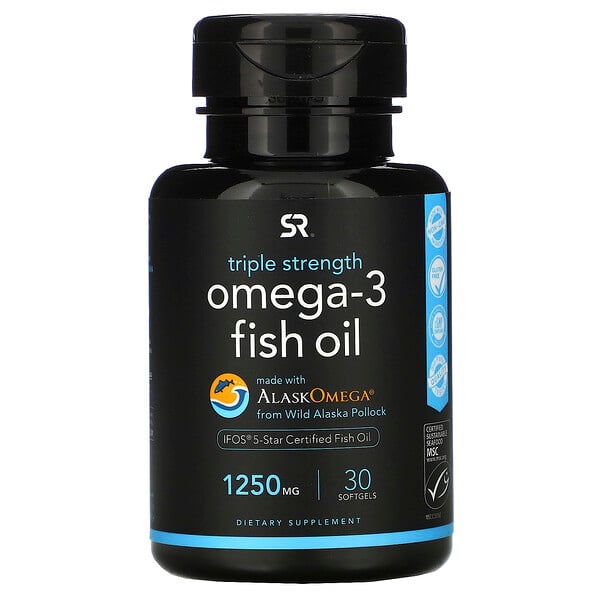 Sports Research, Omega-3 Fish Oil, Triple Strength, 1,250 mg, 30 Softgels