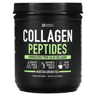 Sports Research, Collagen Peptides, Hydrolyzed Type I & III, Matcha Green Tea, 10.16 oz (288 g)