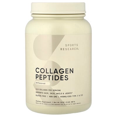Sports Research, Péptidos de colágeno, Sin sabor, 907 g (32 oz)
