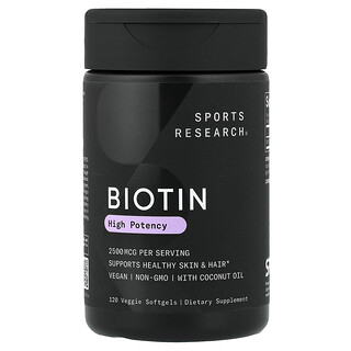Sports Research, Biotin, 2,500 mcg, 120 Veggie Softgels