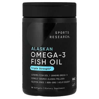 Sports Research, Aceite de pescado con omega-3 de Alaska, 90 cápsulas blandas