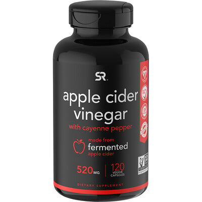 Sports Research Apple Cider Vinegar with Cayenne Pepper, 520 mg, 120 Veggie Capsules