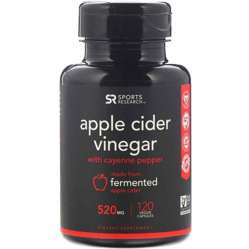 Sports Research, Apple Cider Vinegar with Cayenne Pepper, 520 mg, 120
