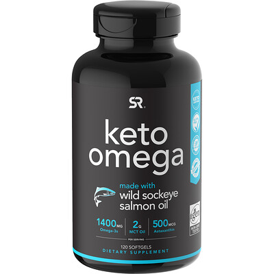 Sports Research Keto Omega, кето омега с рыбьим жиром дикой красной нерки, 120 мягких таблеток