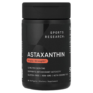 Sports Research, Astaxanthin, Triple Strength, Astaxanthin mit dreifacher Stärke, 12 mg, 60 Weichkapseln