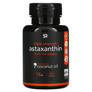 Sports Research, Astaxantina, Concentración triple, 12 mg, 60 cápsulas blandas