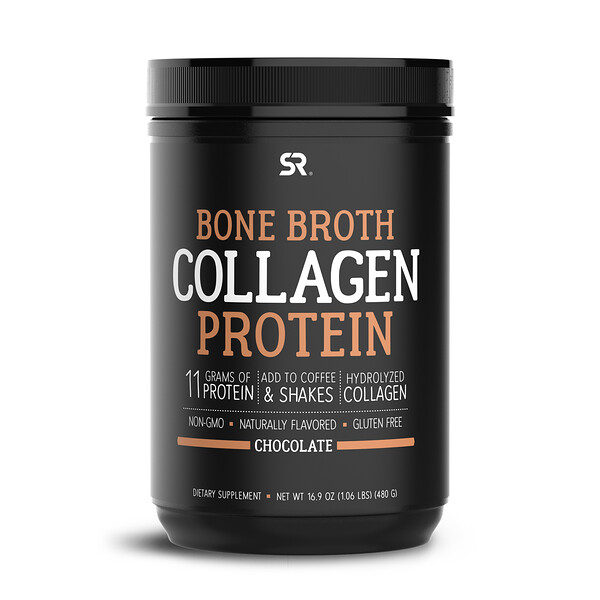 Sports Research‏, Bone Broth Collagen Protein, Chocolate, 1.06 lb (480 g)