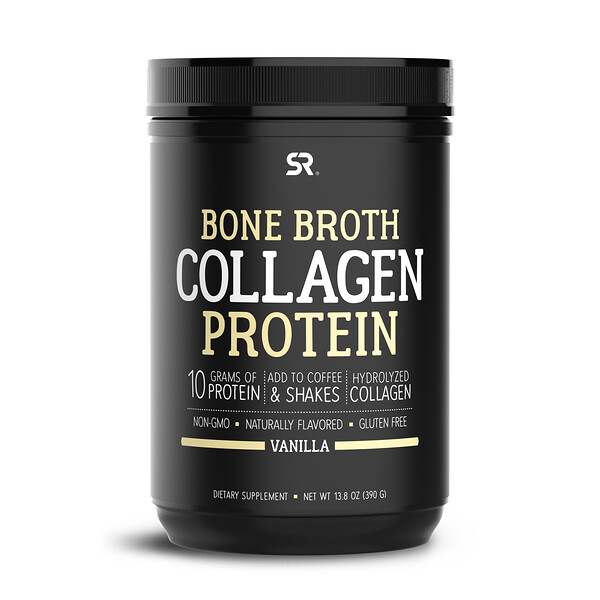 Sports Research‏, Bone Broth Collagen Protein, Vanilla, 13.8 oz (390 g)