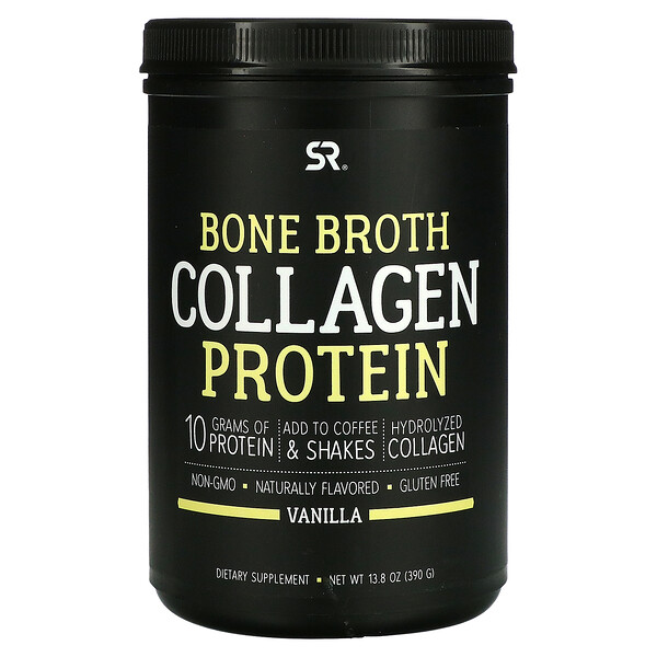 Sports Research, Bone Broth Collagen Protein, Vanilla, 13.8 oz (390 g)