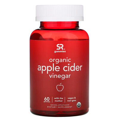 Sports Research Organic Apple Cider Vinegar with the Mother, Natural Apple , 60 Gummies