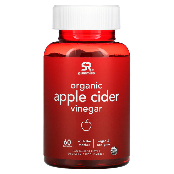 Organic Apple Cider Vinegar with the Mother, Natural Apple, 60 Gummies