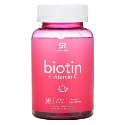 Sports Research Biotin + Vitamin C, Natural Berry, 60 Gummies