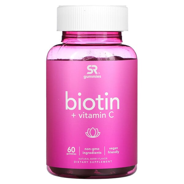 Биотин + витамин C, натуральные ягоды, 60 жевательных мармеладок