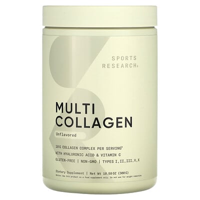 Product Image for Sports Research, Multi Collagen, Unflavored, 10.58 oz (300 g)